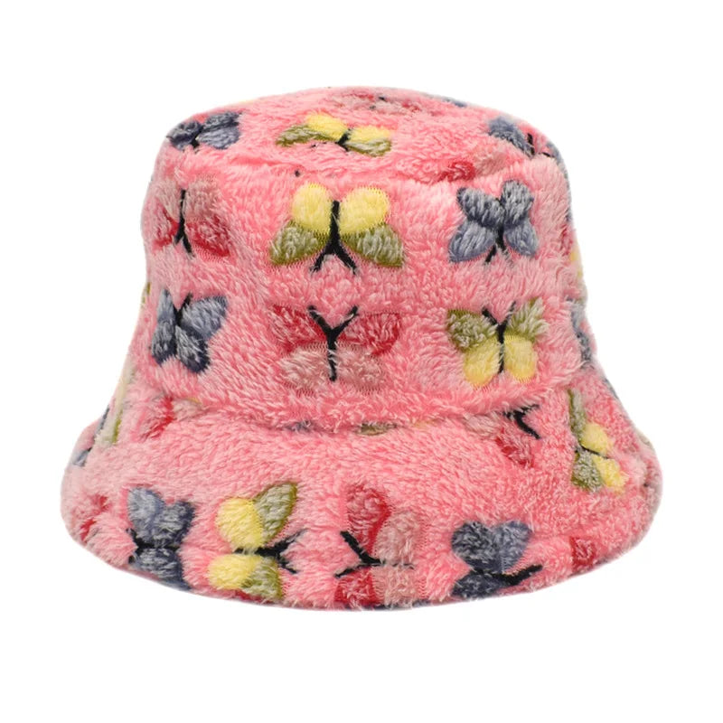 Winter Bucket Hat Women's Fashion Leopard Panama Warm Hat For Women