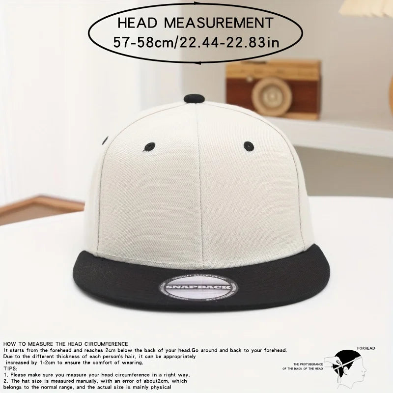 Unisex Flat Brim Snapback Hat For Men Women