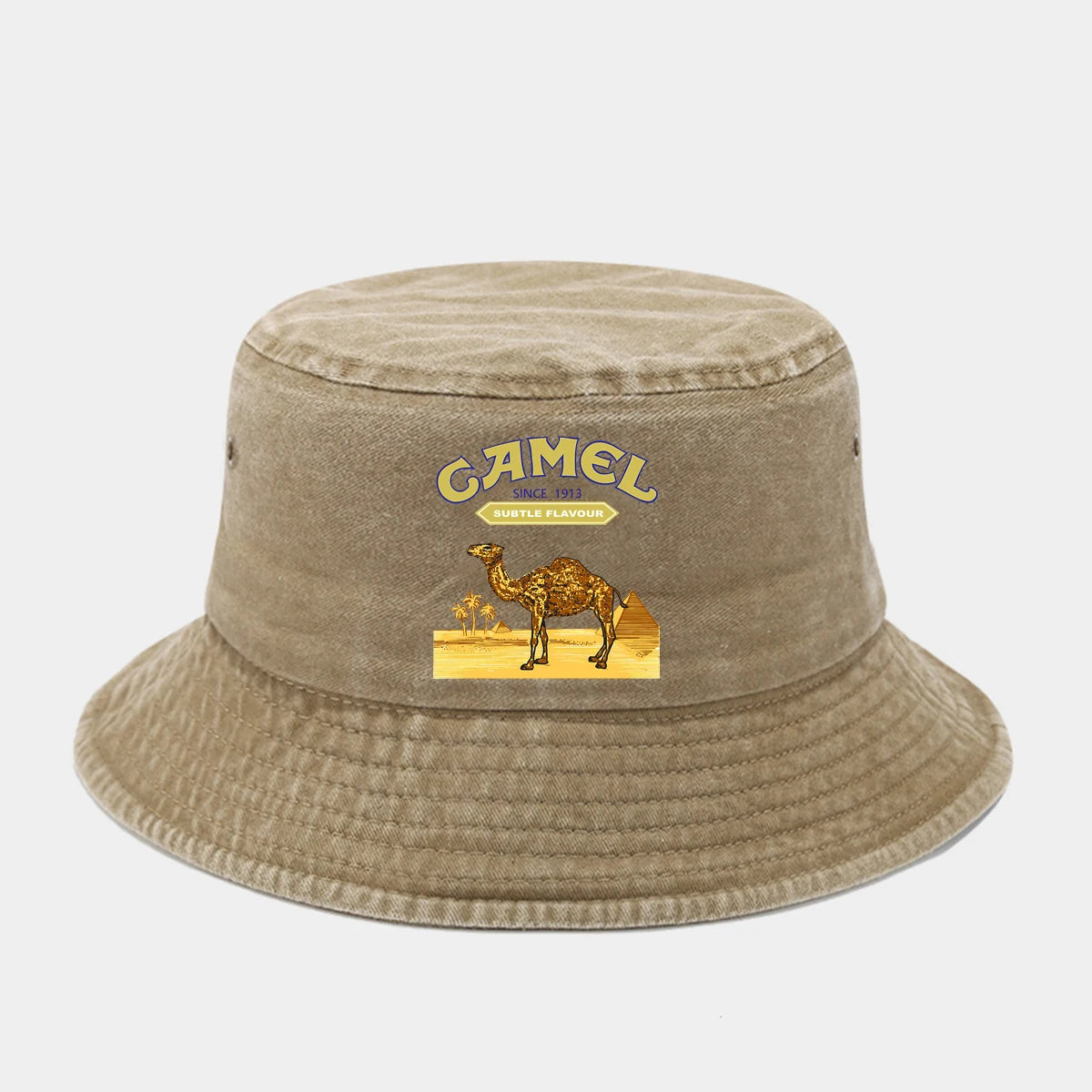 "Camel Trophy" Printed Washed Retro Sunshade Bucket Hat Outdoor Fashion Accessory