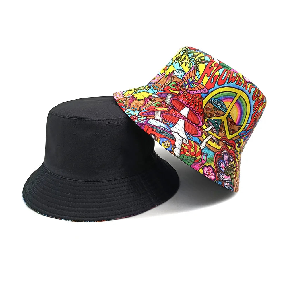 Retro 70s Psychedelic Graffiti Bucket Hat