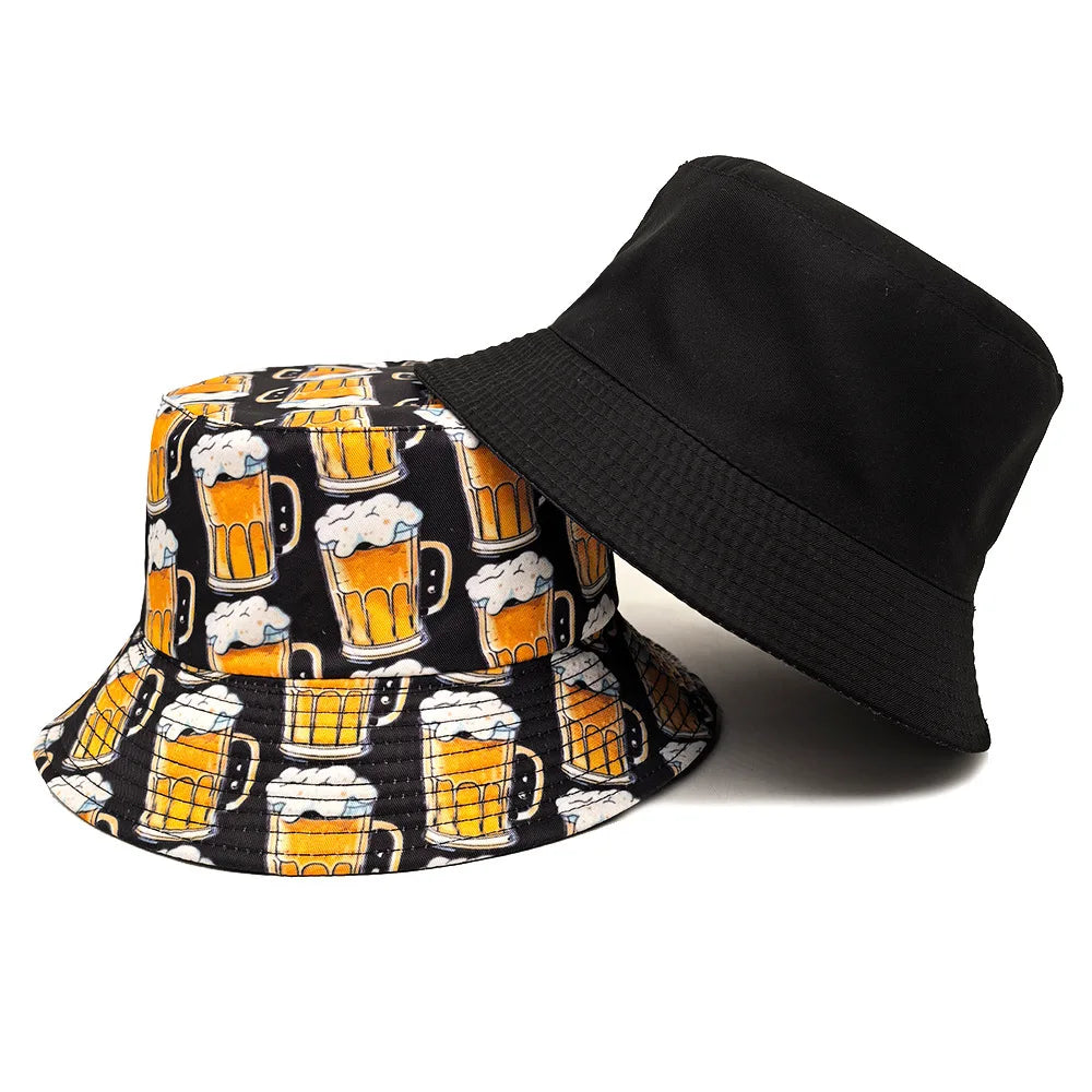 Cartoon Beer Bucket Hat Beer Printing Pattern