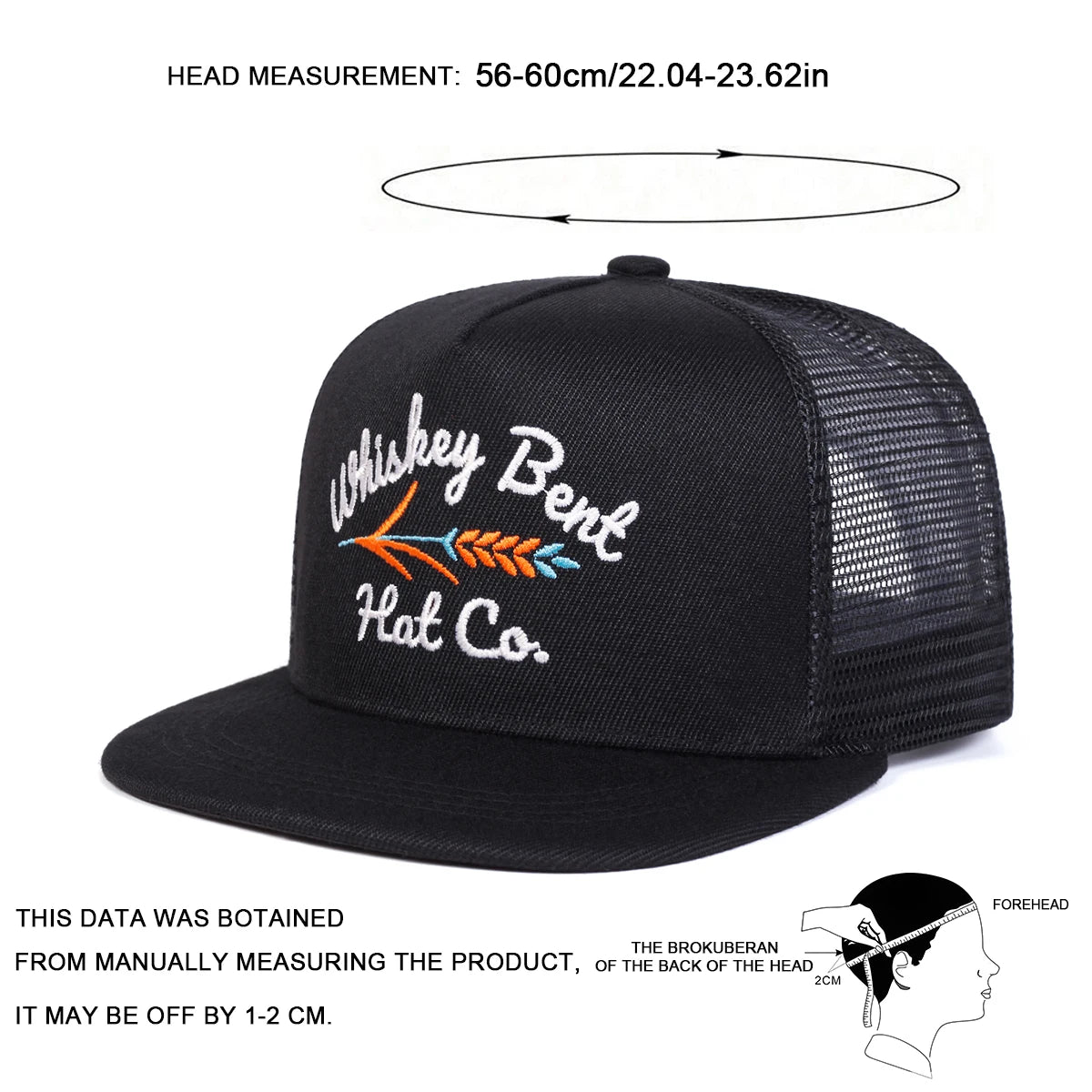 Unisex WHISKEY BENT Letter Embroidery Hip-hop Net Snapback Cap