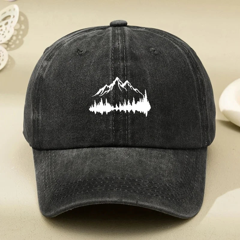 Adjustable Buckle Baseball Cap With Forest Print