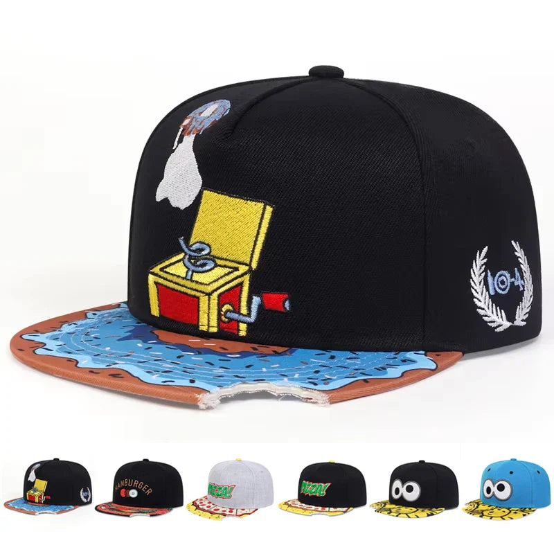 Unisex Eye PIZZA Embroidery Hip-hop Hats