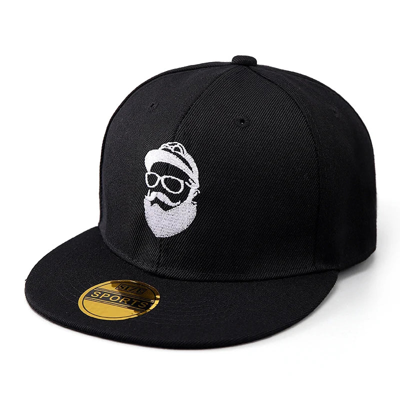 Bearded Uncle Baseball Cap, Unisex Fashionable Flat-Brim Hip-Hop Cap Snapback Caps