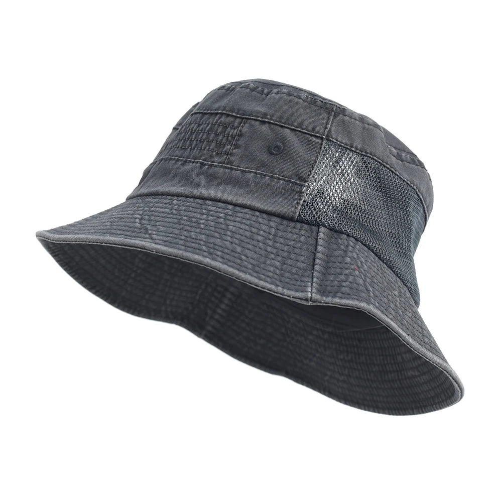 Spring Summer Washed Cotton Mesh Breathable Bucket Hats