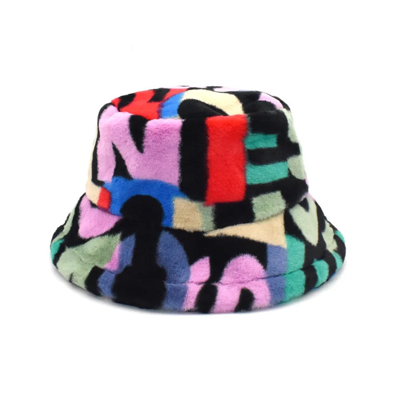 Winter Bucket Hat Women's Fashion Leopard Panama Warm Hat For Women