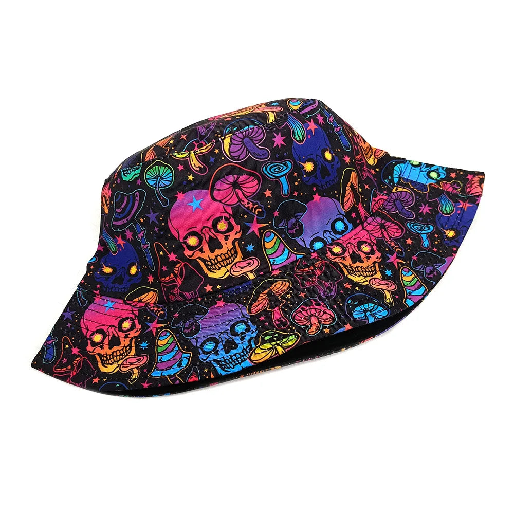 Skull Mushroom Pattern Bucket Hats