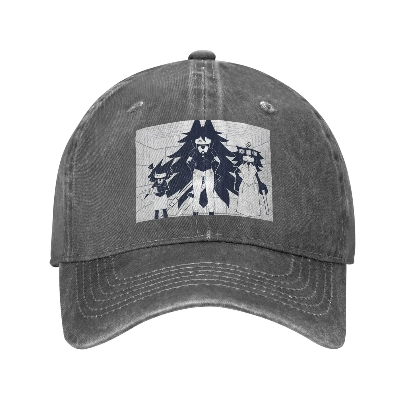 FPE Miss Circle Doodle Cartoon Game Denim Cap Casual Baseball Caps