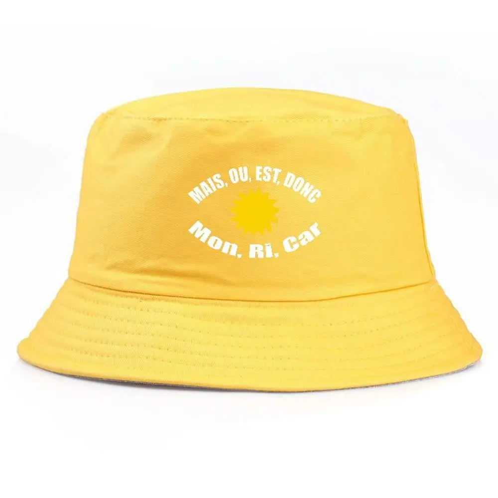 Black Bucket Hat With Sun Embroidered Summer Fisherman Cap For Men Women