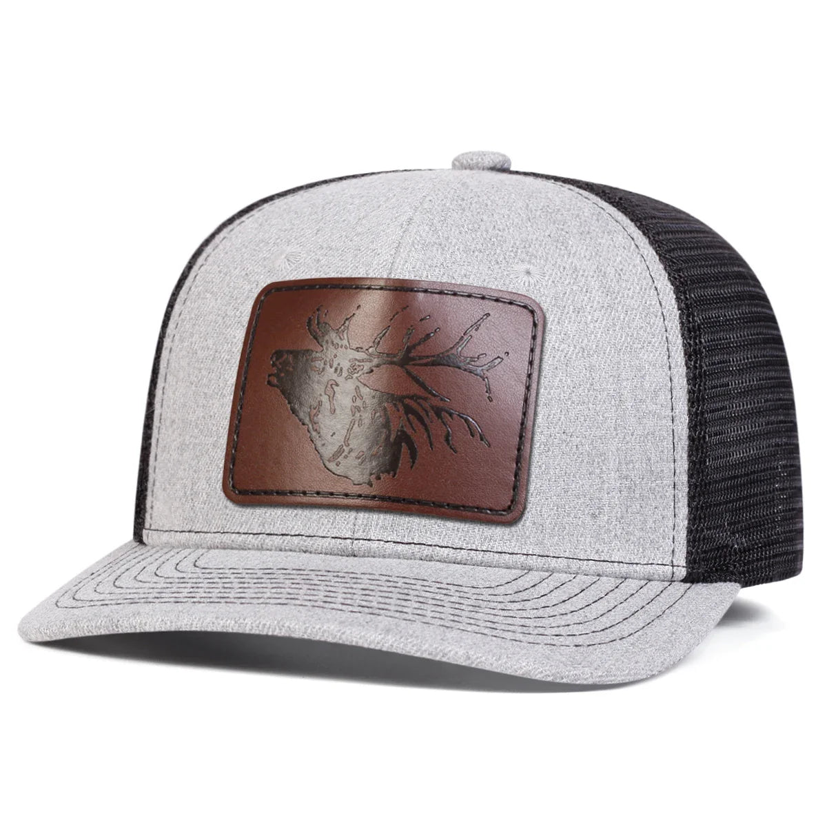 Unisex Deer Head Leather Label Baseball Net Caps