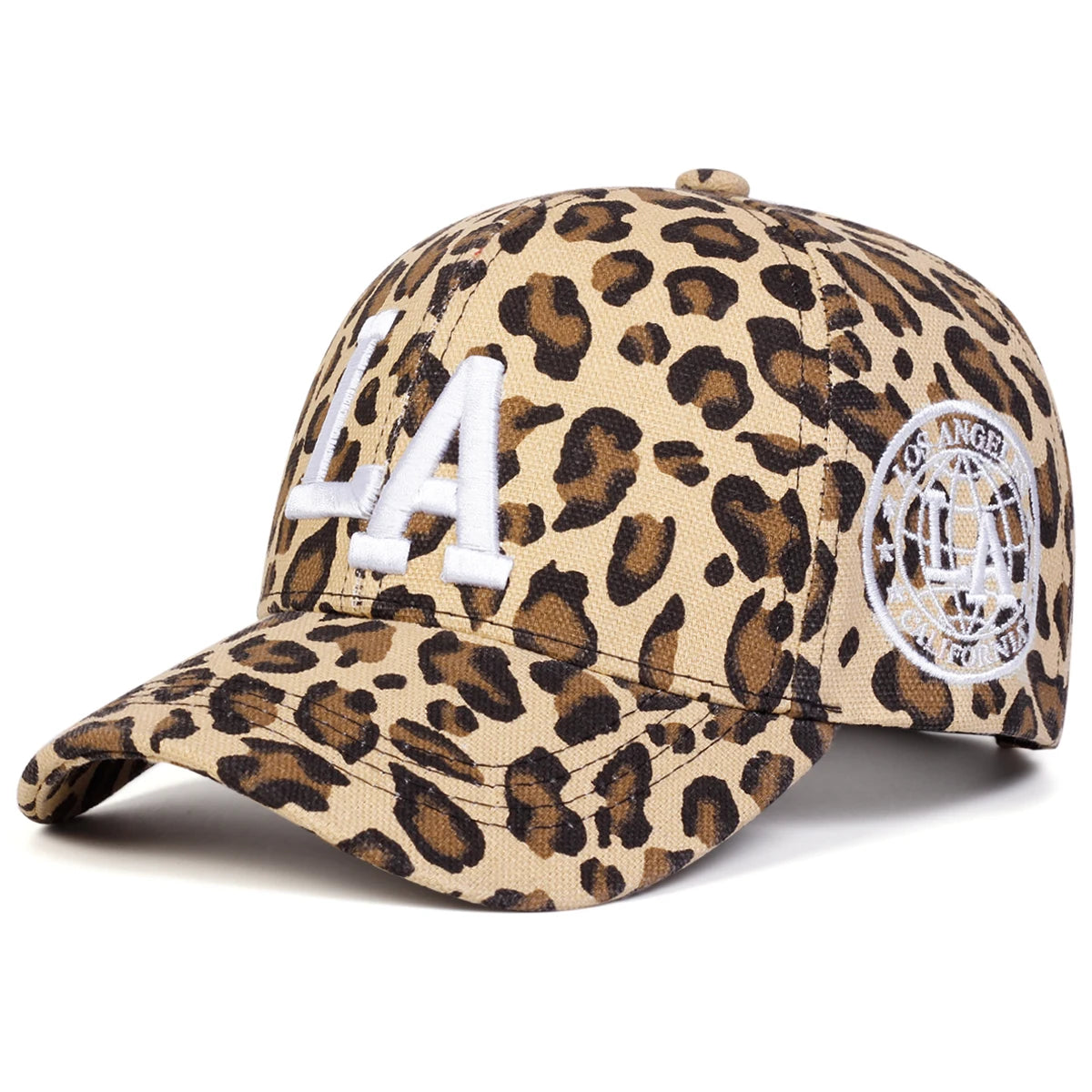 Unisex La Letter Embroidery Leopard Print Baseball Caps