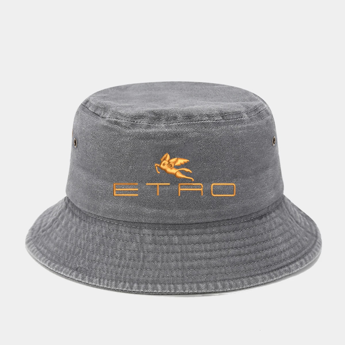 'E.T.R.O' Washed Retro Sunshade Embroidered Fisherman Hat Bucket Hat
