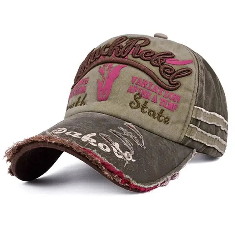 Unisex Washed Cotton Vintage Cap Letter Embroidery Baseball Cap