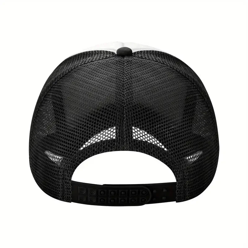 New Summer Breathable Skeleton Motif Print Black White Mesh Baseball Cap