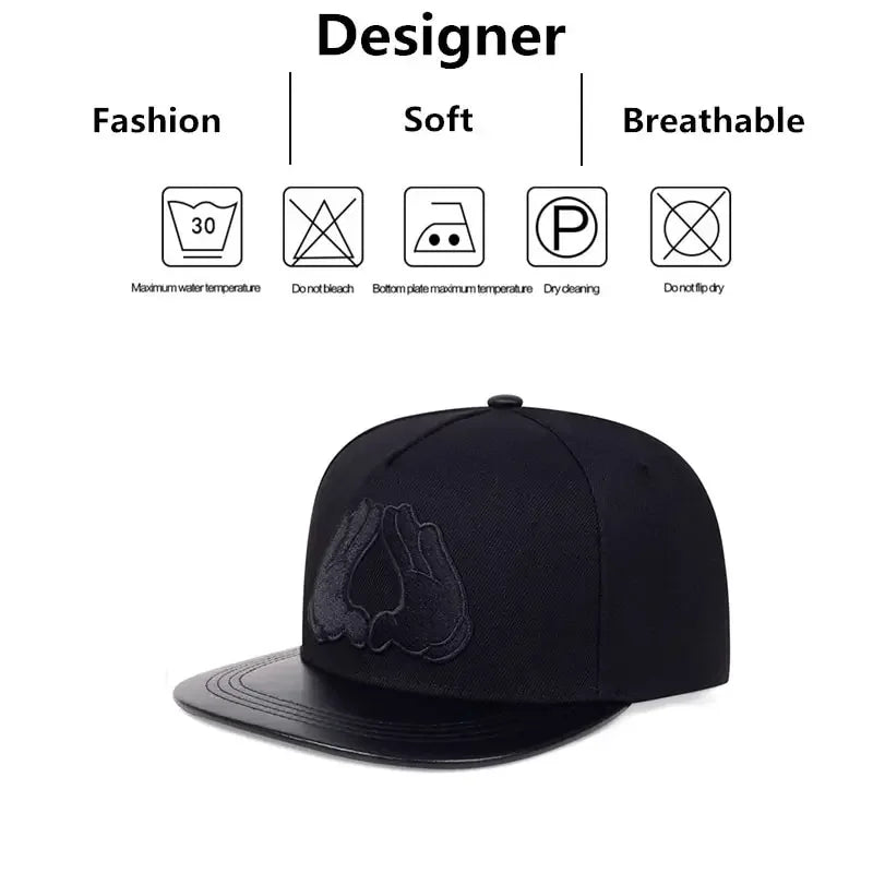 Unisex Hands With Love Embroidery Hip-Hop Hats Spring Autumn Outdoor Snapback Caps