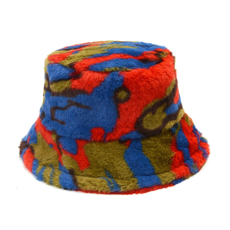 Winter Bucket Hat Women's Fashion Leopard Panama Warm Hat For Women