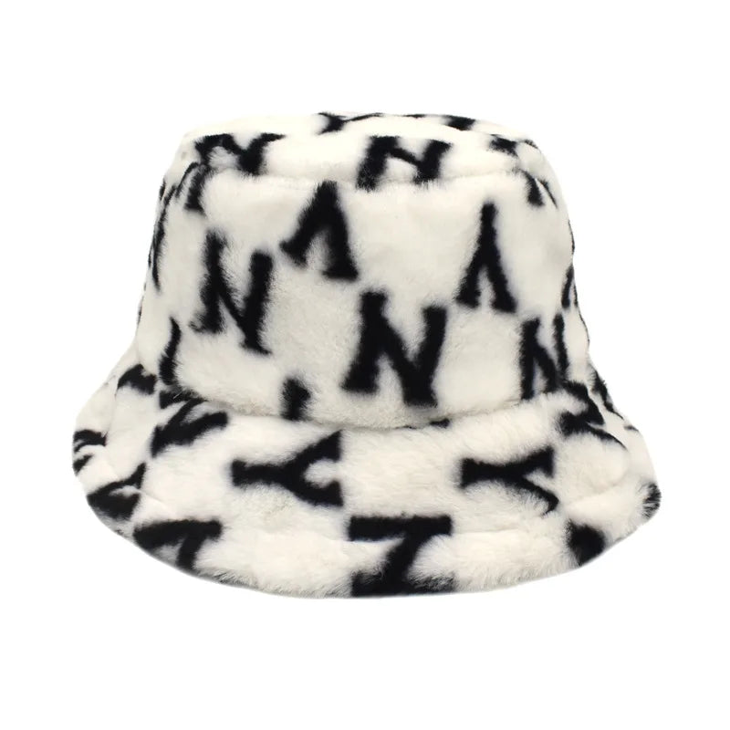 Winter Bucket Hat Women's Fashion Leopard Panama Warm Hat For Women