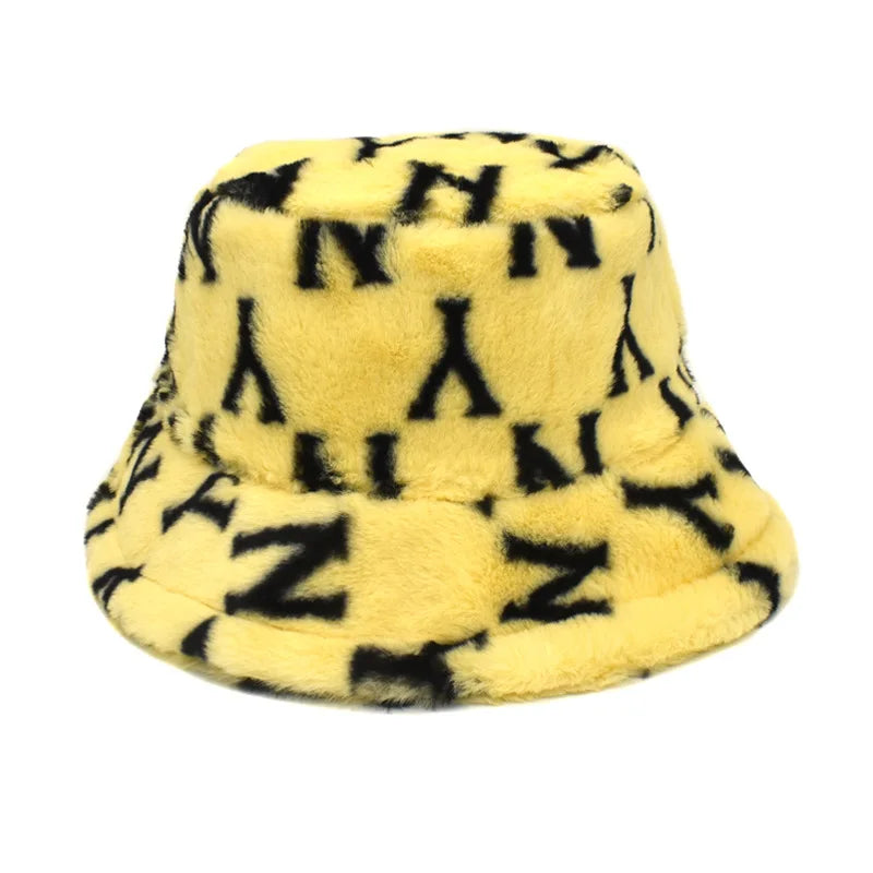 Winter Bucket Hat Women's Fashion Leopard Panama Warm Hat For Women