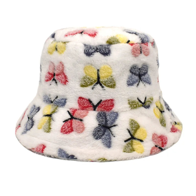 Winter Bucket Hat Women's Fashion Leopard Panama Warm Hat For Women