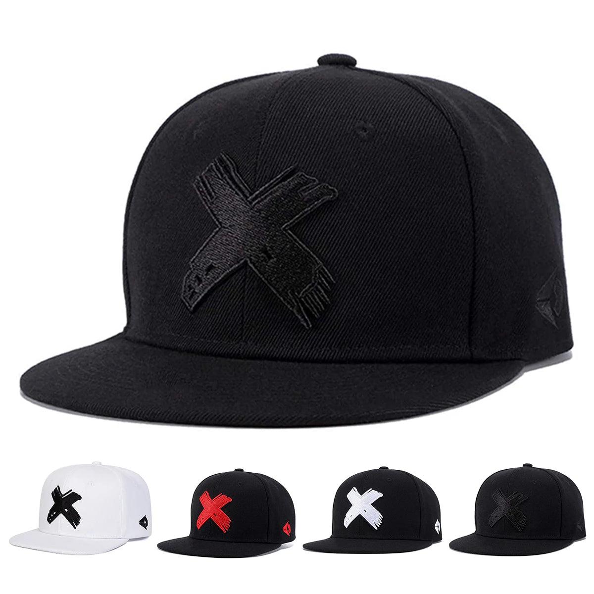 Unisex X Letter Embroidery Hip-hop Hats Snapback Caps