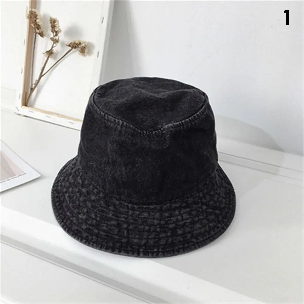 Denim Fabric Unisex Women Men Bucket Hats Fisherman Hat