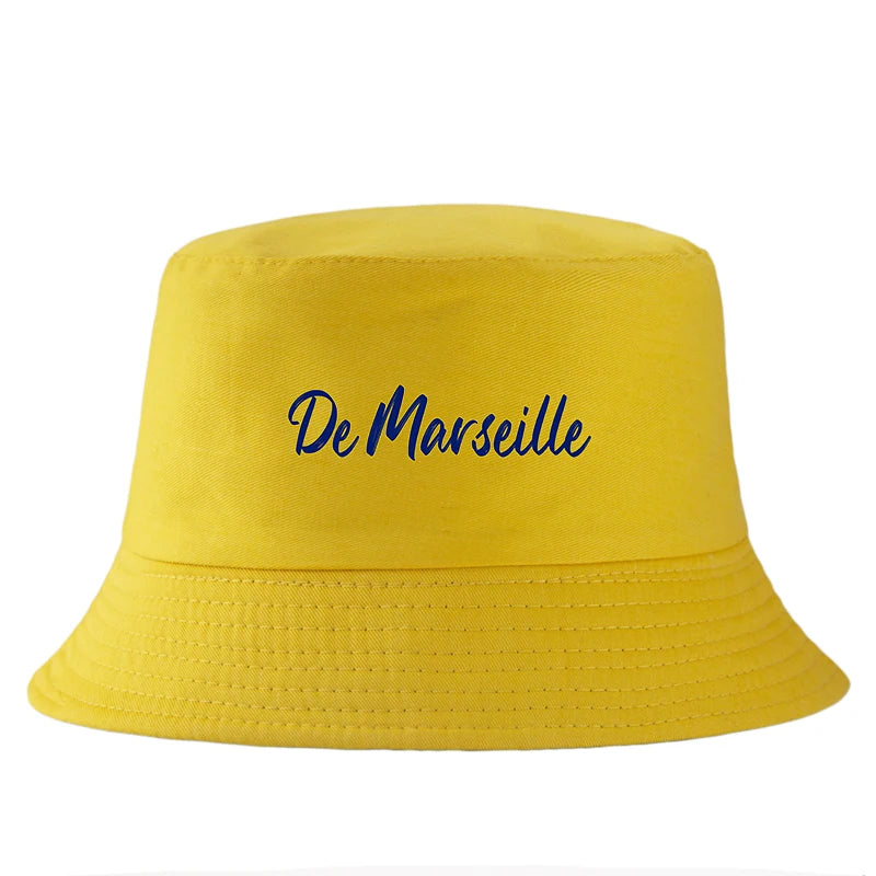 De Marseille Letter Print Reversible Bucket Hat Women Men
