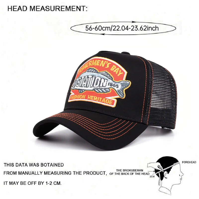 2025 New STATION Fishbone Embroidery Men's Baseball Hat