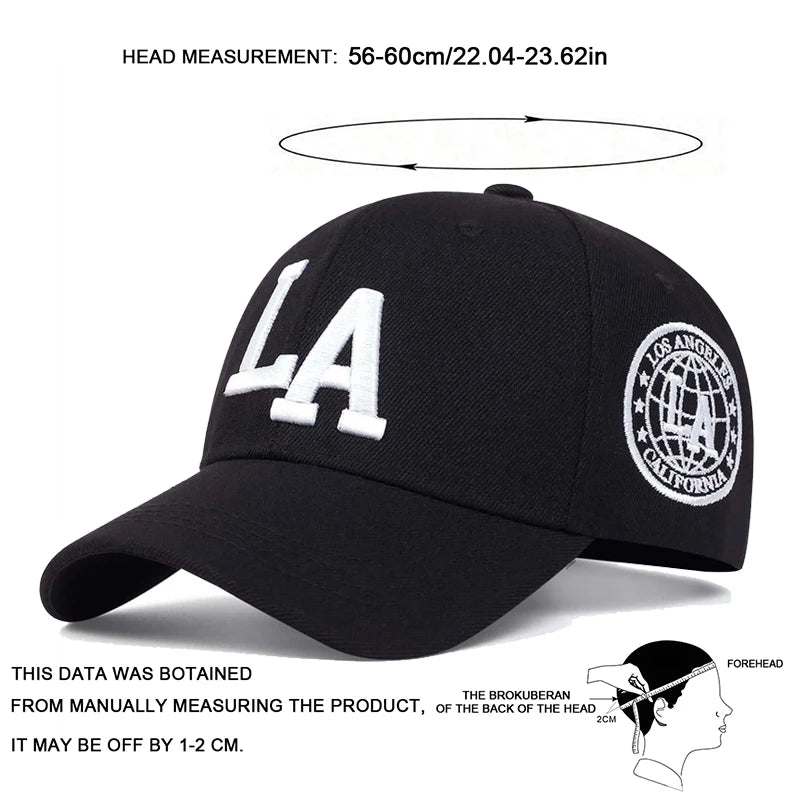 Unisex LA Letter Embroidery Baseball Caps Sunscreen Hat Sports Golf Cap