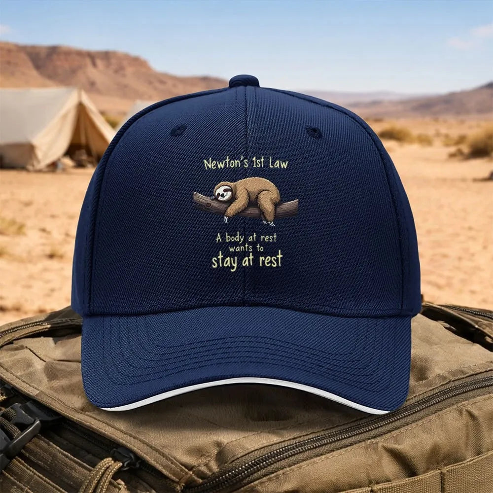 Newton's First Law Sloth Adjustable Baseball Hat