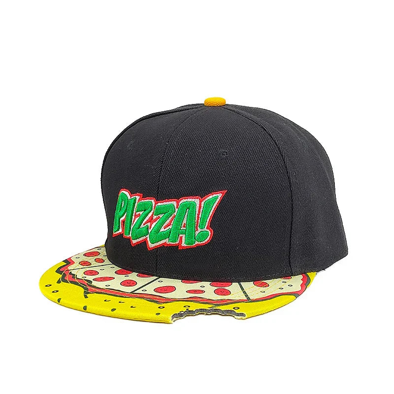 Eye PIZZA Embroidered Cartoon Flat-rim Hat