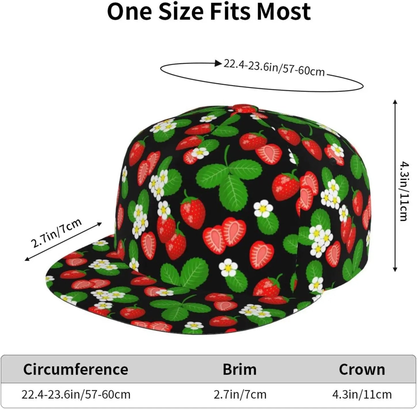 Cute Pink Strawberry Snapback Hat For Women Men