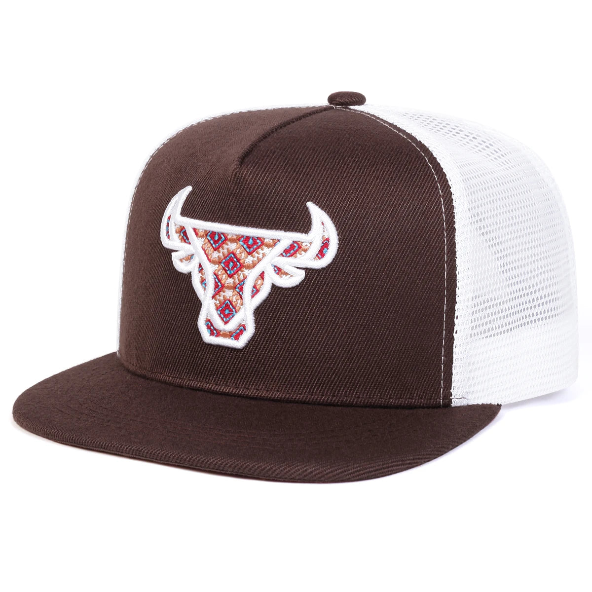 Unisex Ox Head Embroidery Hip-hop Net Hats Snapback Caps