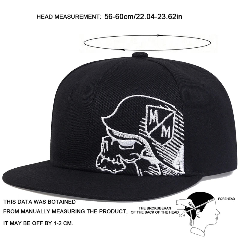Unisex Skeleton Embroidery Snapback Caps For Women Men