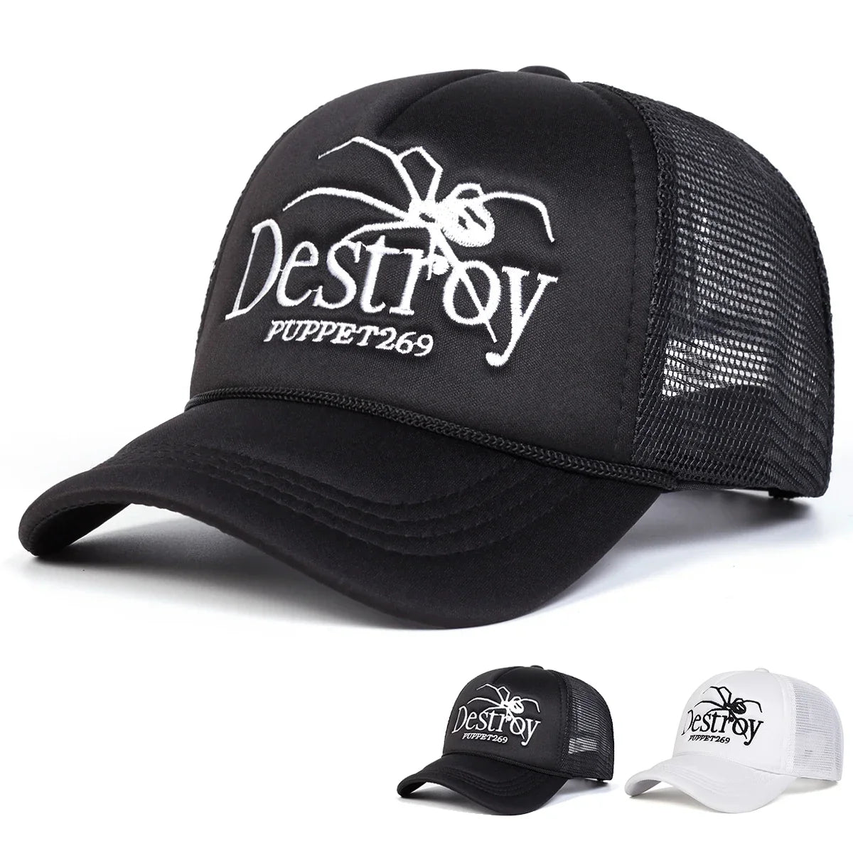 Unisex DESROY Spider Embroidery Baseball Net Caps