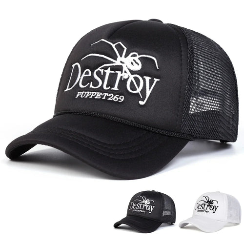 Unisex DESROY Spider Embroidery Baseball Net Caps