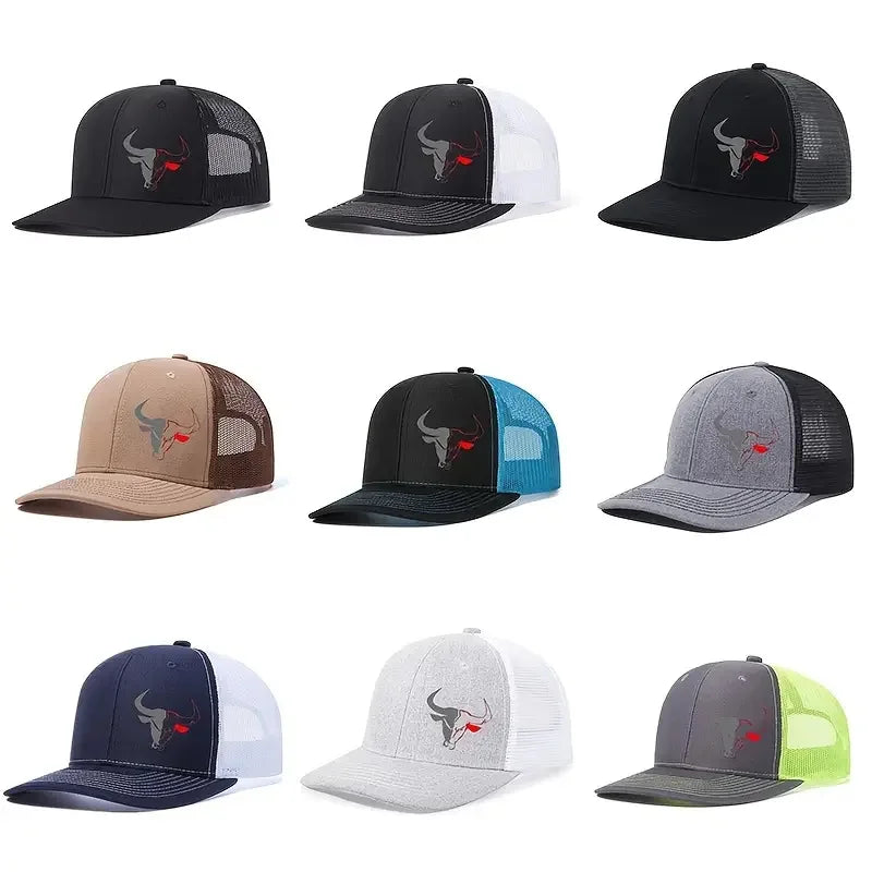 Casual Bull Head Print Summer Baseball Cap Mesh