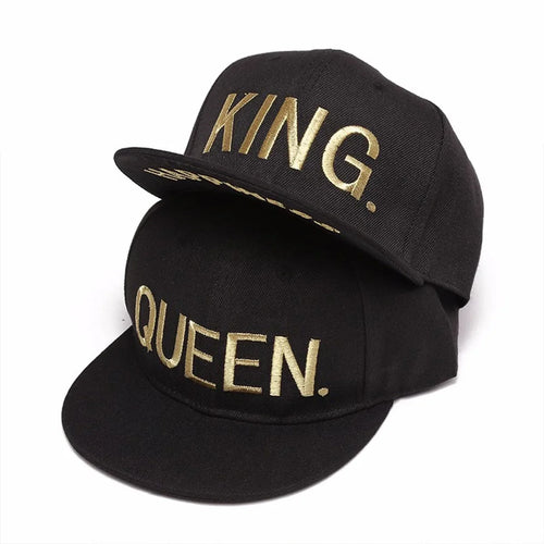 Unisex KING QUEEN Golden Thread Embroidery Hip-hop Hats
