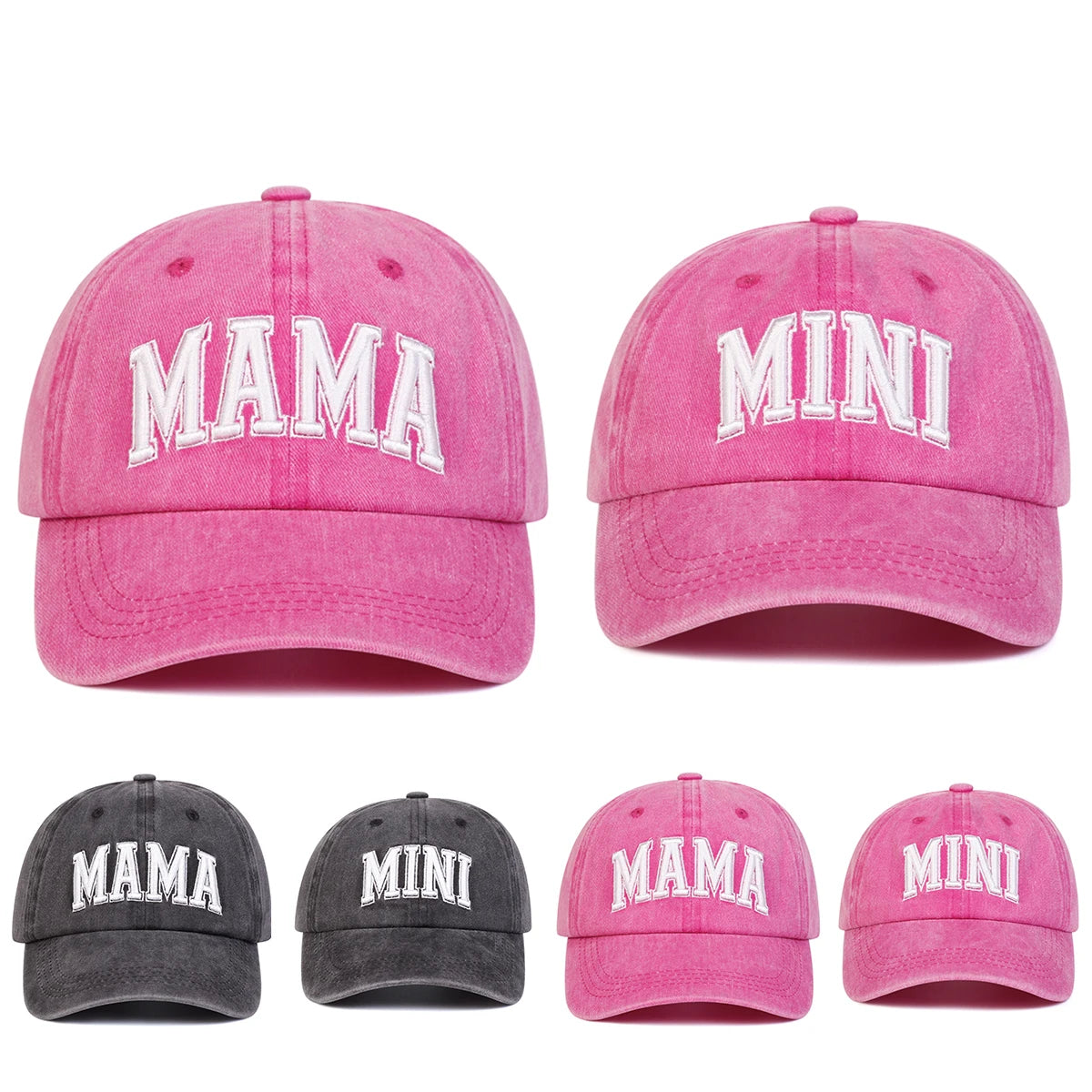 Unisex Parent Child Embroidery Wash Baseball Caps