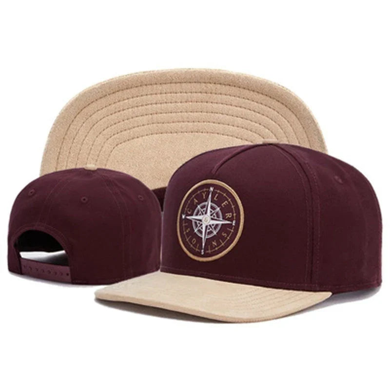 Fashion Compass Embroidery Button Duck Tongue Hat