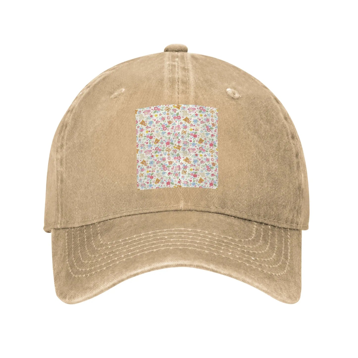 Cute Rilakkuma Flower pattern Denim Fabric Cap Casual Baseball Caps