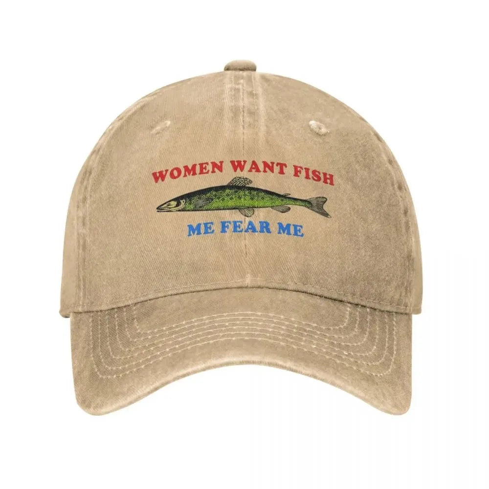 Women Want Fish Me Fear Me Baseball Cap