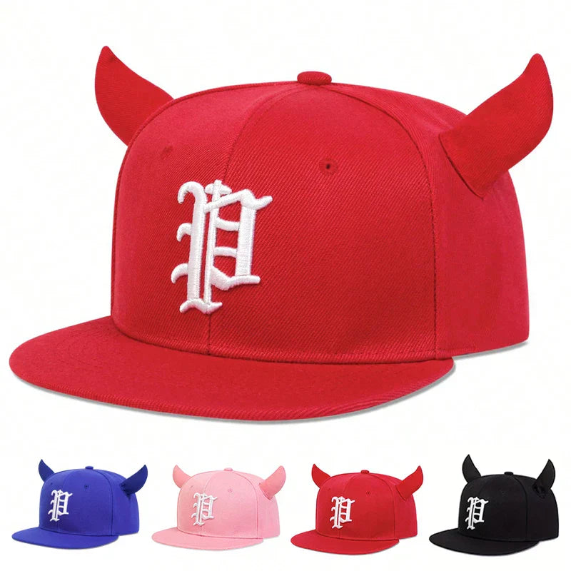 Unisex Personality Letter Embroidery Ox Horn Hip-hop Hats