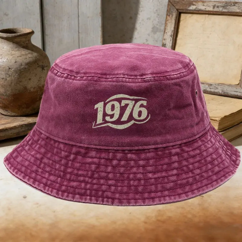 1976 Bucket Hat Men Women Vintage Washed Cotton Fisherman Hat