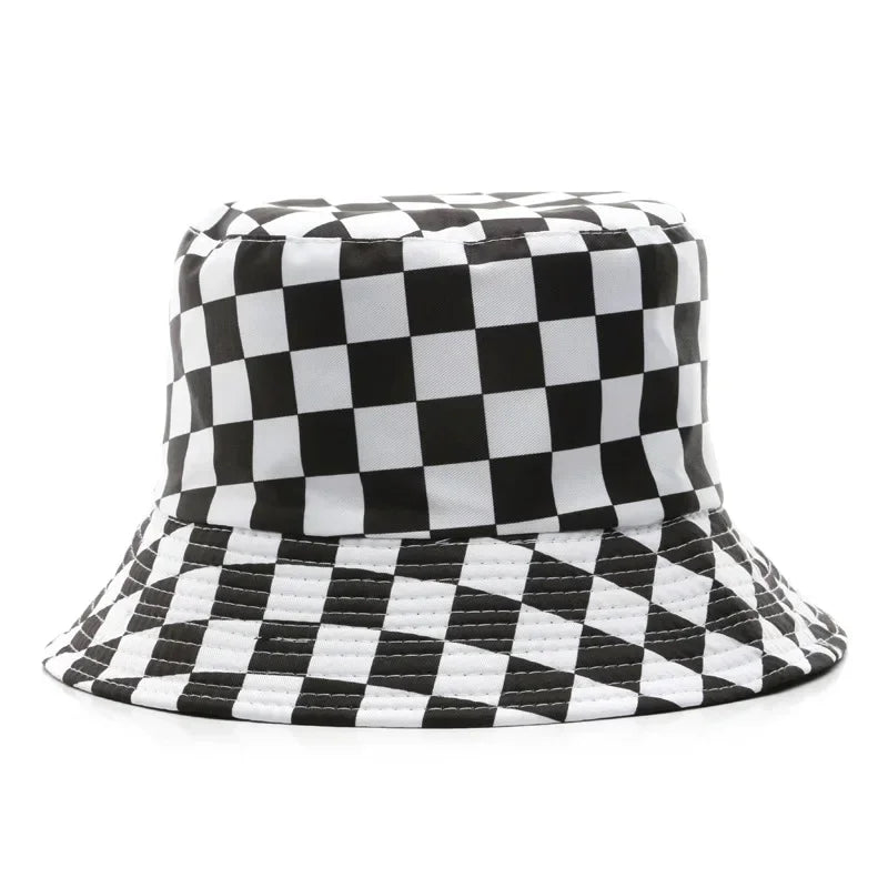 Double Sided Plaid Bucket Hats for Women and Men Fashion Personality