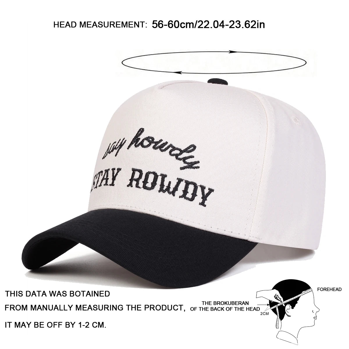 Unisex STAY ROWDY Letter Embroidery Baseball Caps Hip Hop Hat Sunscreen Hat