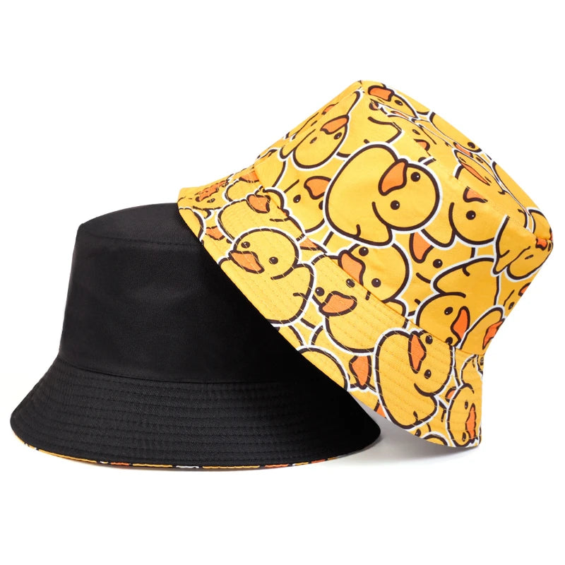 Yellow Duck Printed Fisherman's Hat Four Seasons Outdoor Sunshade Basin Hat