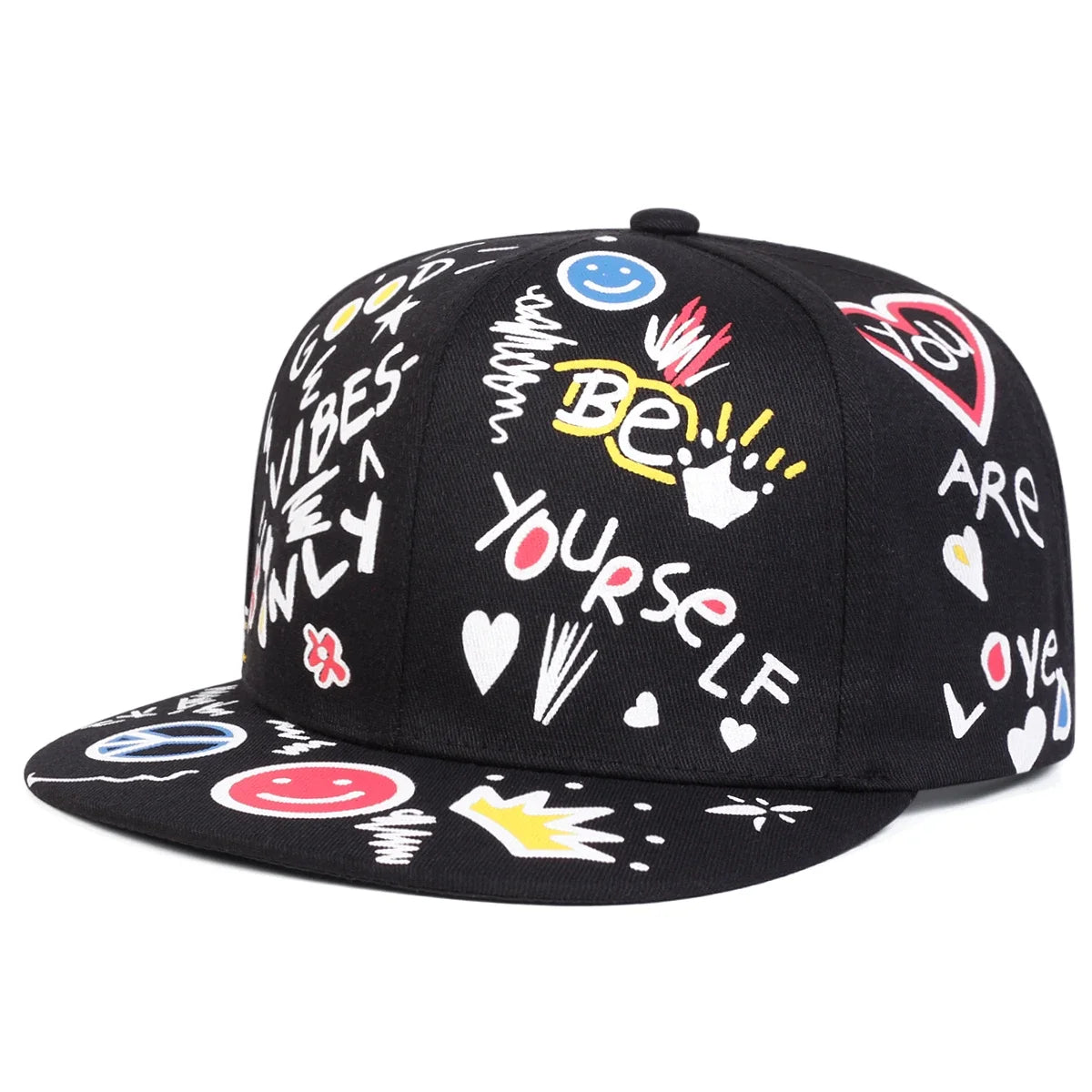Unisex Smiling Graffiti Print Hip-hop Hats Spring Autumn Outdoor Snapback Caps