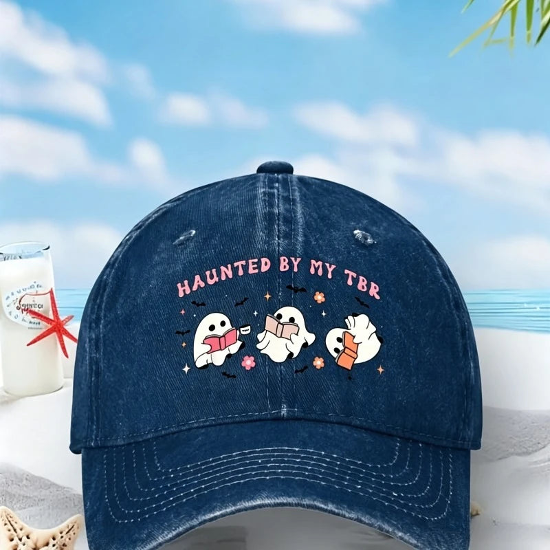 Reading Ghost Print Haunted By My TBR Unisex Baseball Cap