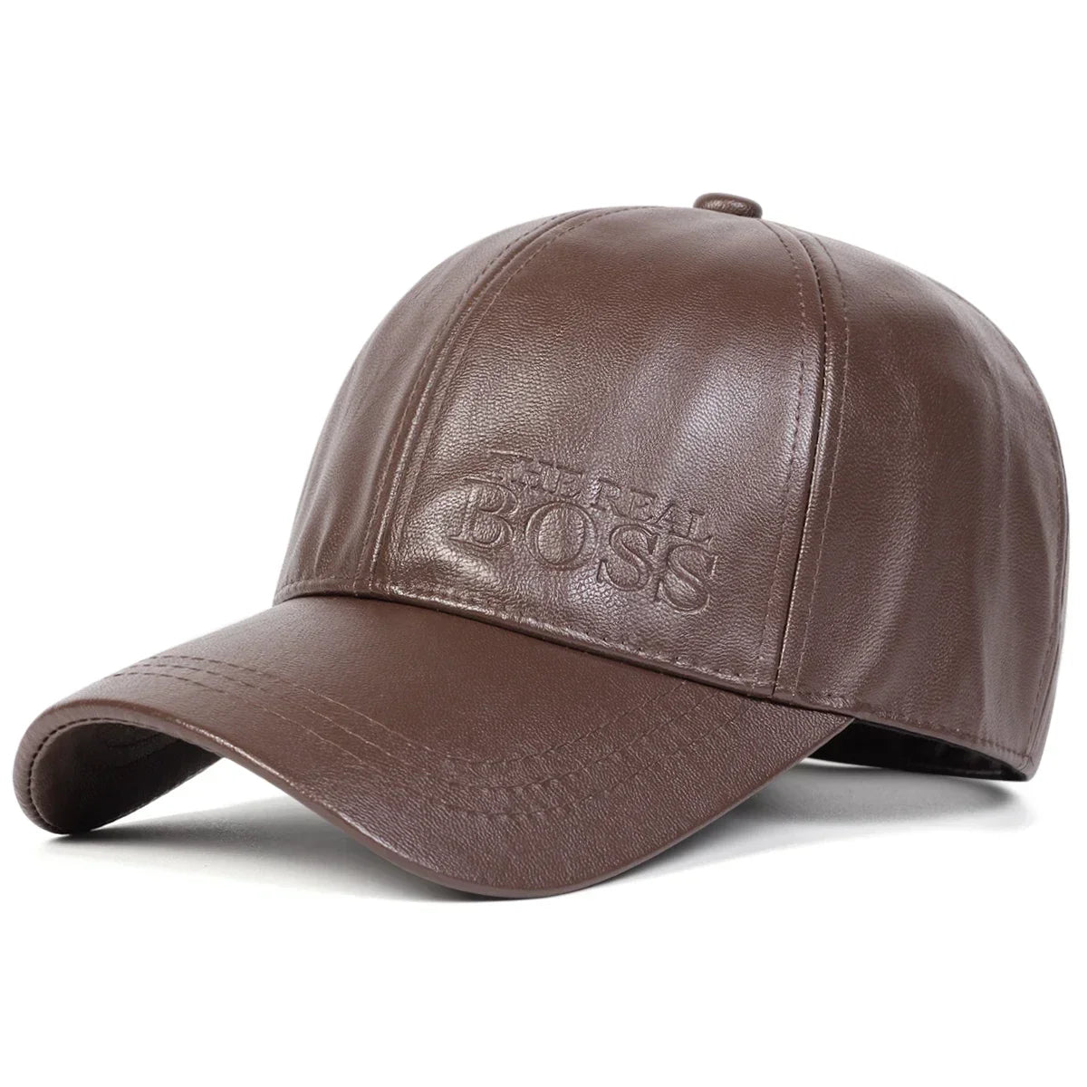 Unisex THE REAL BOSS Imprint PU Leather Baseball Cap